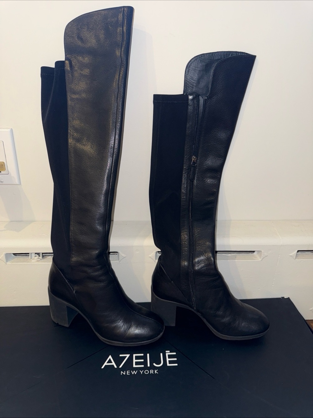 Black Over-the-Knee Leather Boots